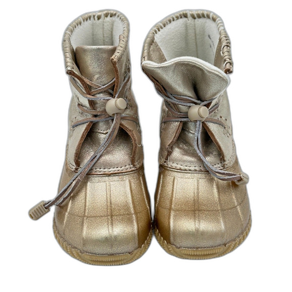 Jack Rogers Girls Gold Rain - Duck Boots Size 3 - Picture 2 of 8